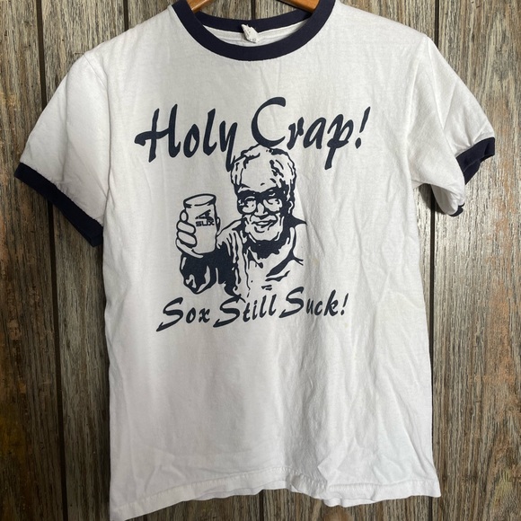 Anvil Other - Vintage Harry Caray “ Holy Crap! Sox Still Suck!” Ringer Baseball Graphic Tshirt
